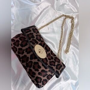 Coach leopard calf hair shoulder bag